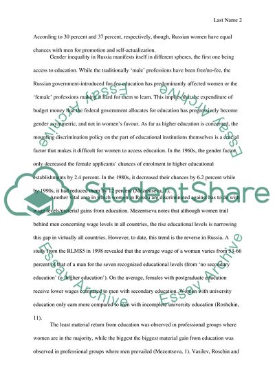 Gender Inequality in Russia