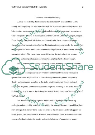 The Influence of continuous education in Nursing Profession (Literature Review)