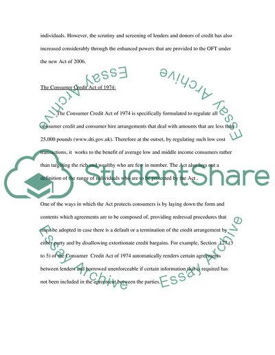 The Requirements of the Credit Act