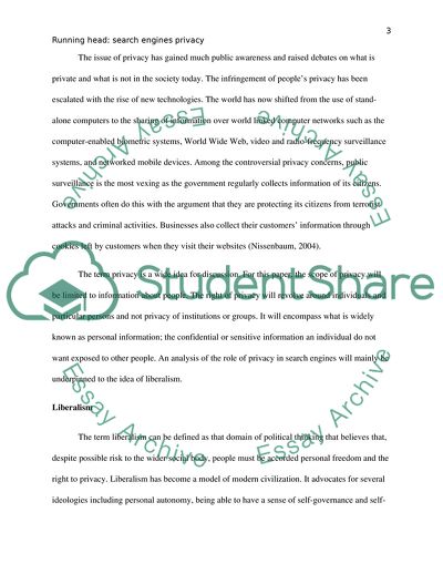 Role of Privacy in Search Engines