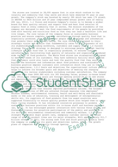 Strategic analysis of Whole Food market