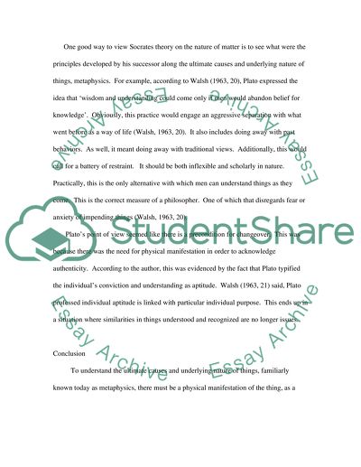 The Ultimate Causes and Underlying Nature of Things: Metaphysics