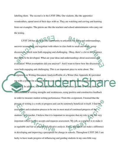 Evaluation of Reading and Writing