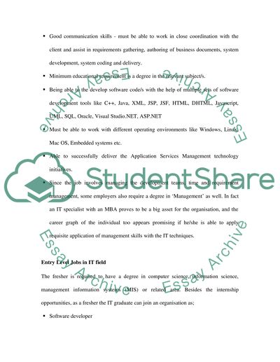 Career for an IT Specialist