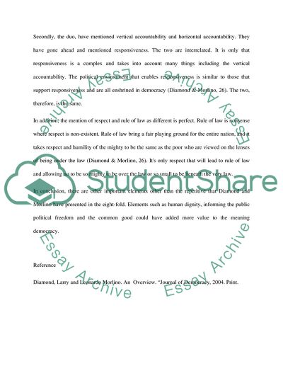 Response to Diamond and Morlino Elements of Democracy