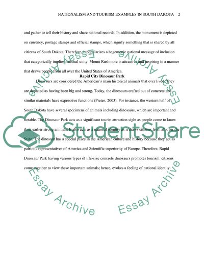 Nationalism and tourism examples in South Dakota