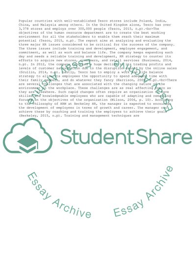 Can HR Make a Strategic Contribution to the Organization Tesco