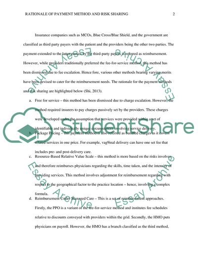 Rationale of Payment Method and Risk Sharing Under Capitation