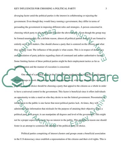 Key Influences For Choosing a Political Party