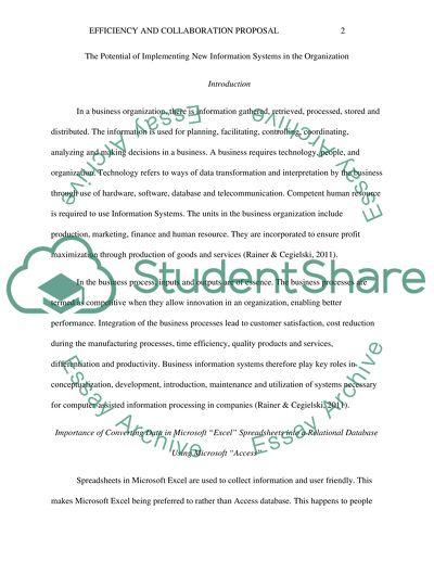 Efficiency and Collaboration Proposal