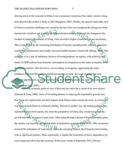 The major challenges for China, Why the past successful export led growth model cannot continue