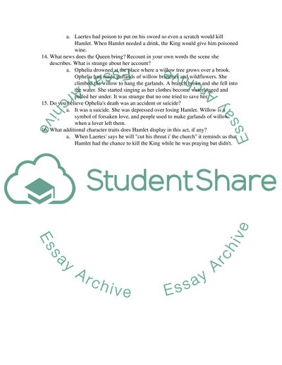Analysis of Scenes of Hamlet Play by William Shakespeare