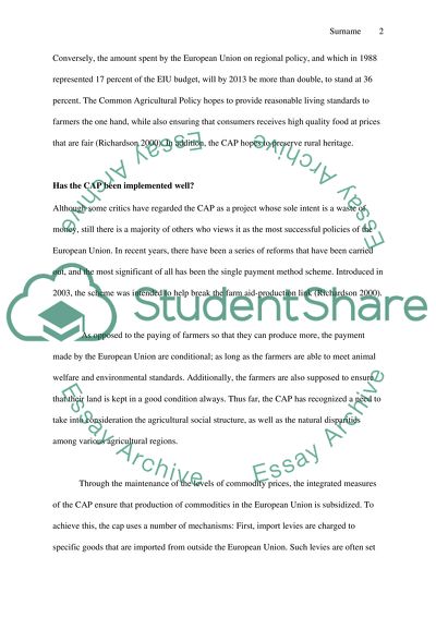 Common Agricultural Policy Analysis