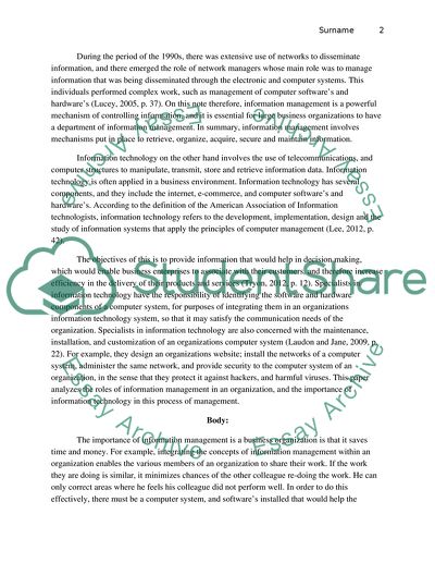 Information Management and Information Technology