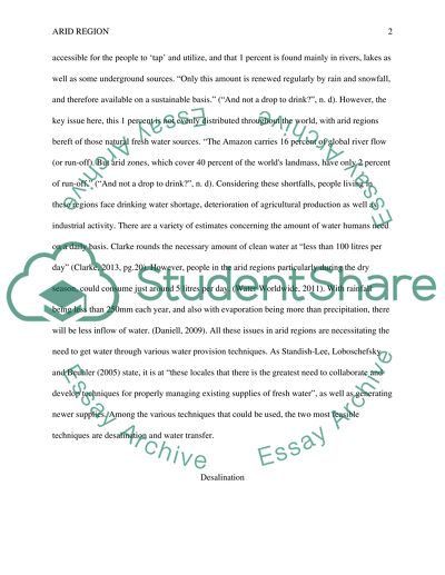 Different Techniques for Providing Fresh Water to Arid Regions of the World