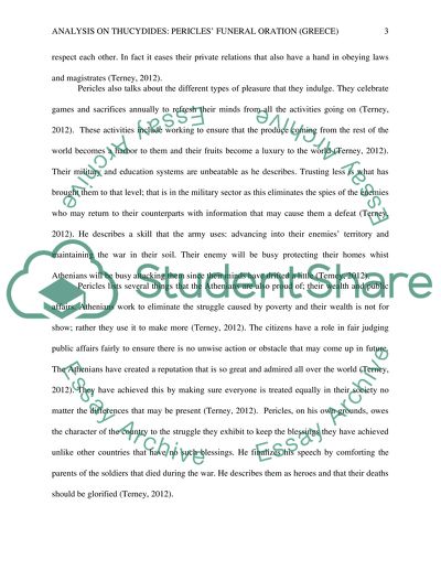 Analysis on Thucydides: Pericles Funeral Oration (Greece)