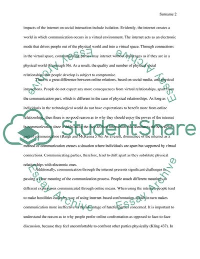 Social Interaction - Words | Essay Example