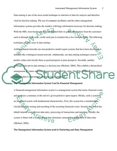 Implementation of Automated Management Information System