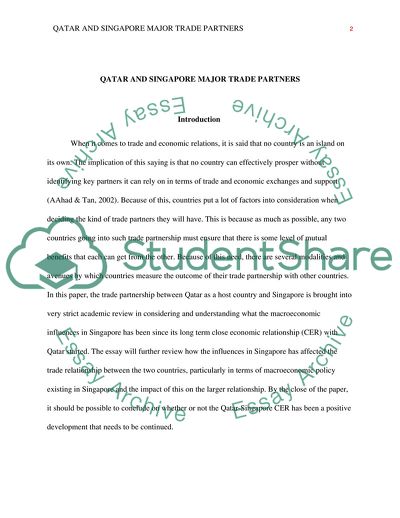 Qatar and Singapore Major Trade Partners