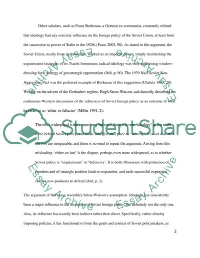 The influence of ideology on the formation of Soviet foreign policy