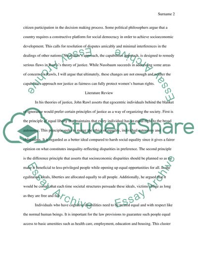 Nussbaums Approach, the Capabilities Approach