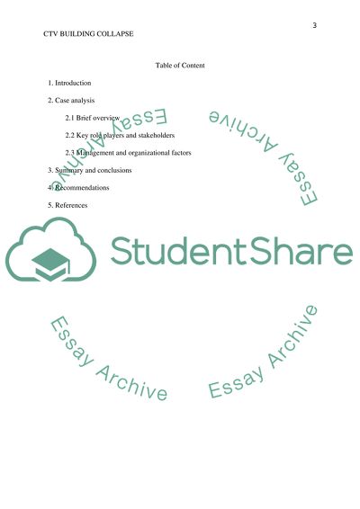 CTV Building Collapse: Case Report