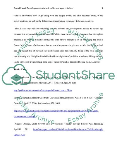 Growth and Development Related to School Age Children