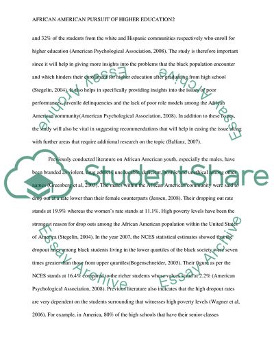 African American Pursuit Of Higher Education