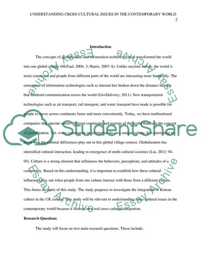 Understanding Cross-Cultural Issues in the Contemporary World