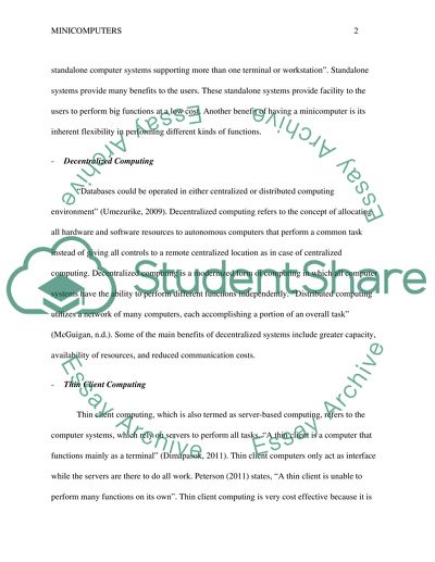 Historical Information for Minicomputer