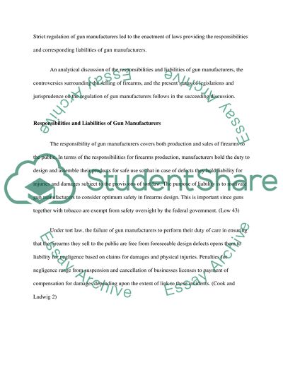 Liability of Gun Manufacturer