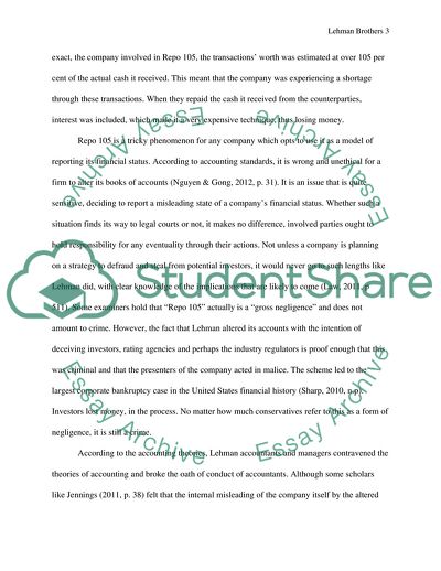 Lehman Brothers and the Repo 105 Scandal