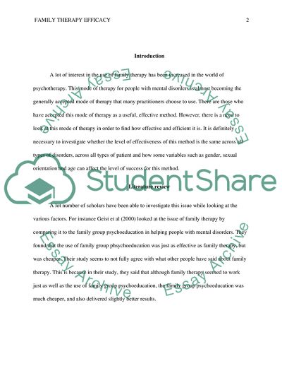 The Effectiveness of Family Therapy