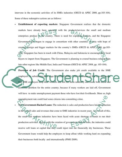 Government Intervention in Relation to Singapore SMEs Survivability