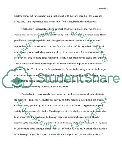 Urban Health - Child Obesity in Lambeth