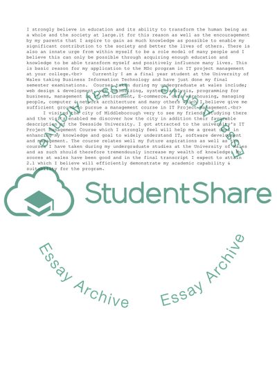 Personal statment for postgraduate