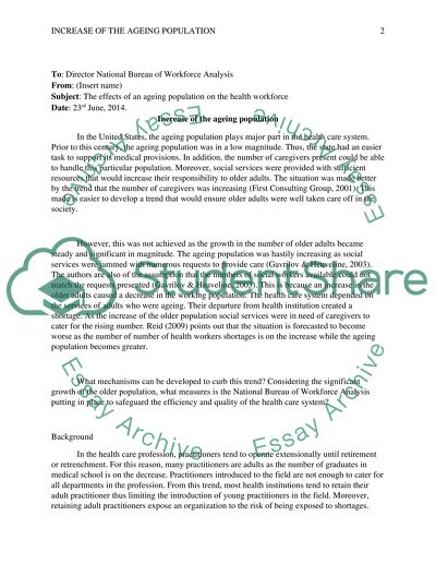 Health Policy Analysis - Increasing of the Ageing Population
