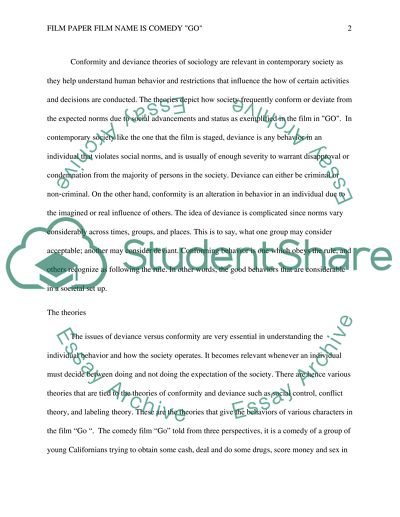 Conformity and Deviance Theories of Sociology in the Comedy Named Go