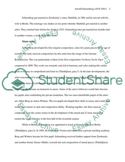 A Biographical Sketch of Arnold Schoenberg