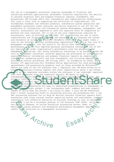 Uses of Information and Communications Technologies in Management Accounting