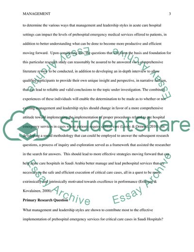 Pre-Hospital Medical Services of Critical Care Cases in Saudi Arabia