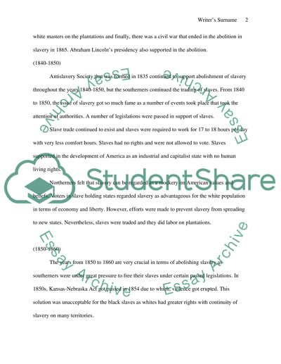 Crucial Years in Terms of Slavery