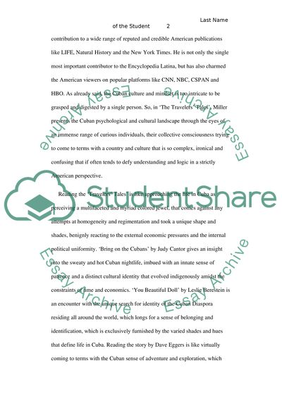 Cuba Analysis: Using the Book Travelers Tales Cuba True Stories, Cross