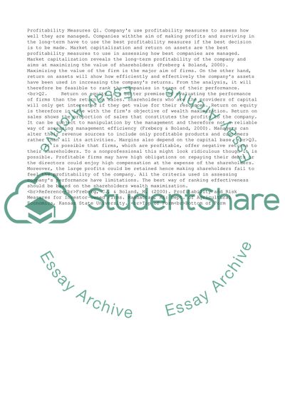 Profitability Measures