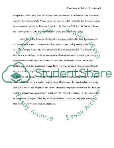 Manufacturing Industry Evaluation