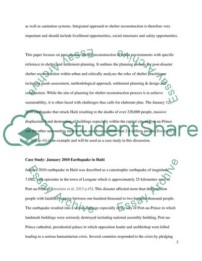 Post disaster shelter reconstruction