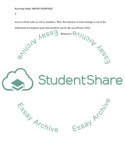 The Issues of Water Shortage