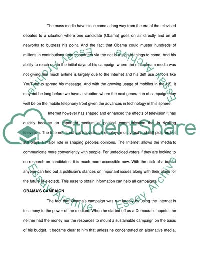 Mass Media in the Presidential Campaign of Barack Obama