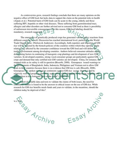 Discuss the ethical issues of using GM golden rice in the developing world