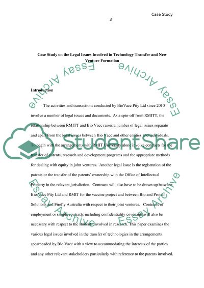 Biotechnology Legal Issues Involved in Technology Transfer